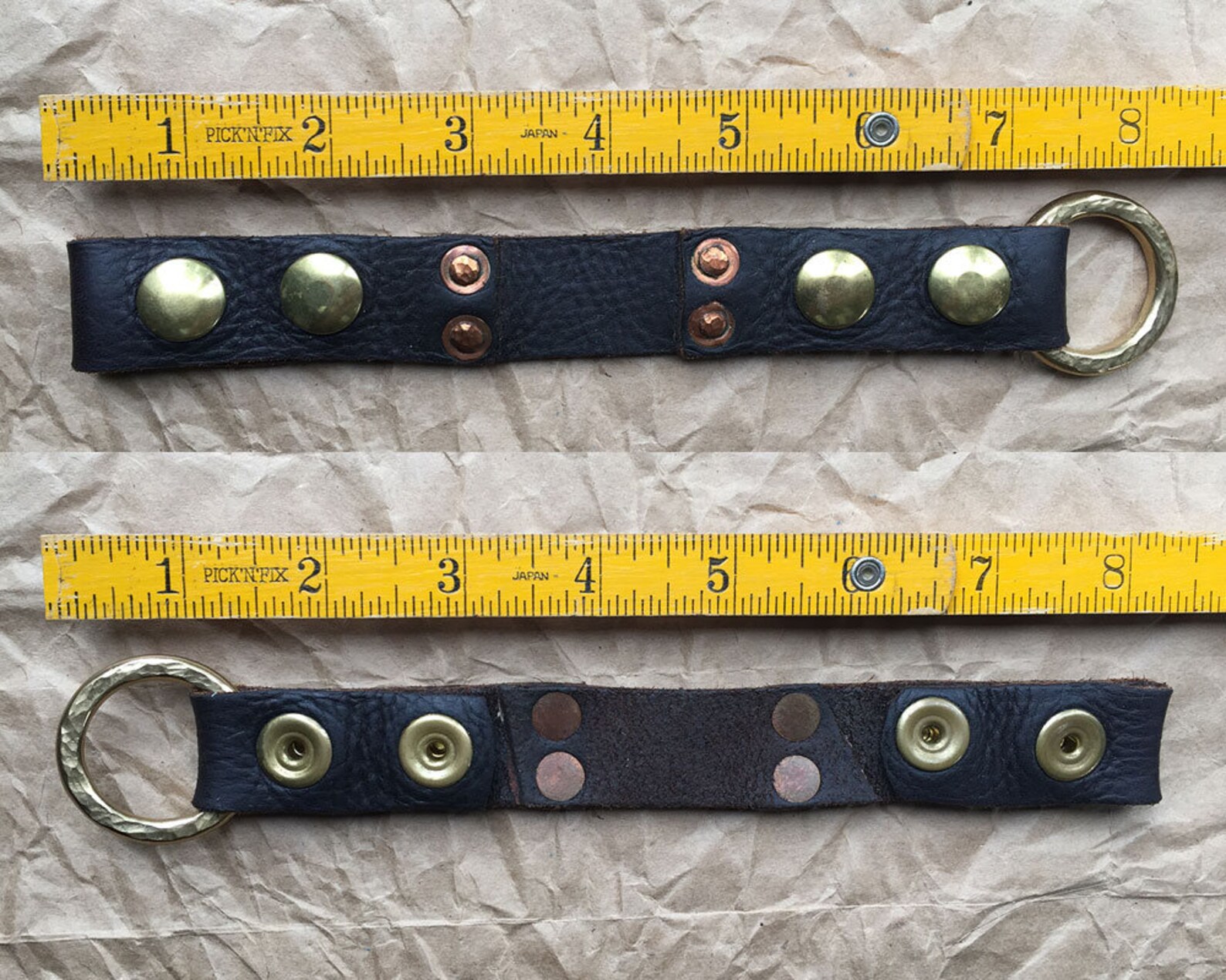 Brown Leather W Rivets Cuff Bracelet/punk Cuff/black Metal Etsy