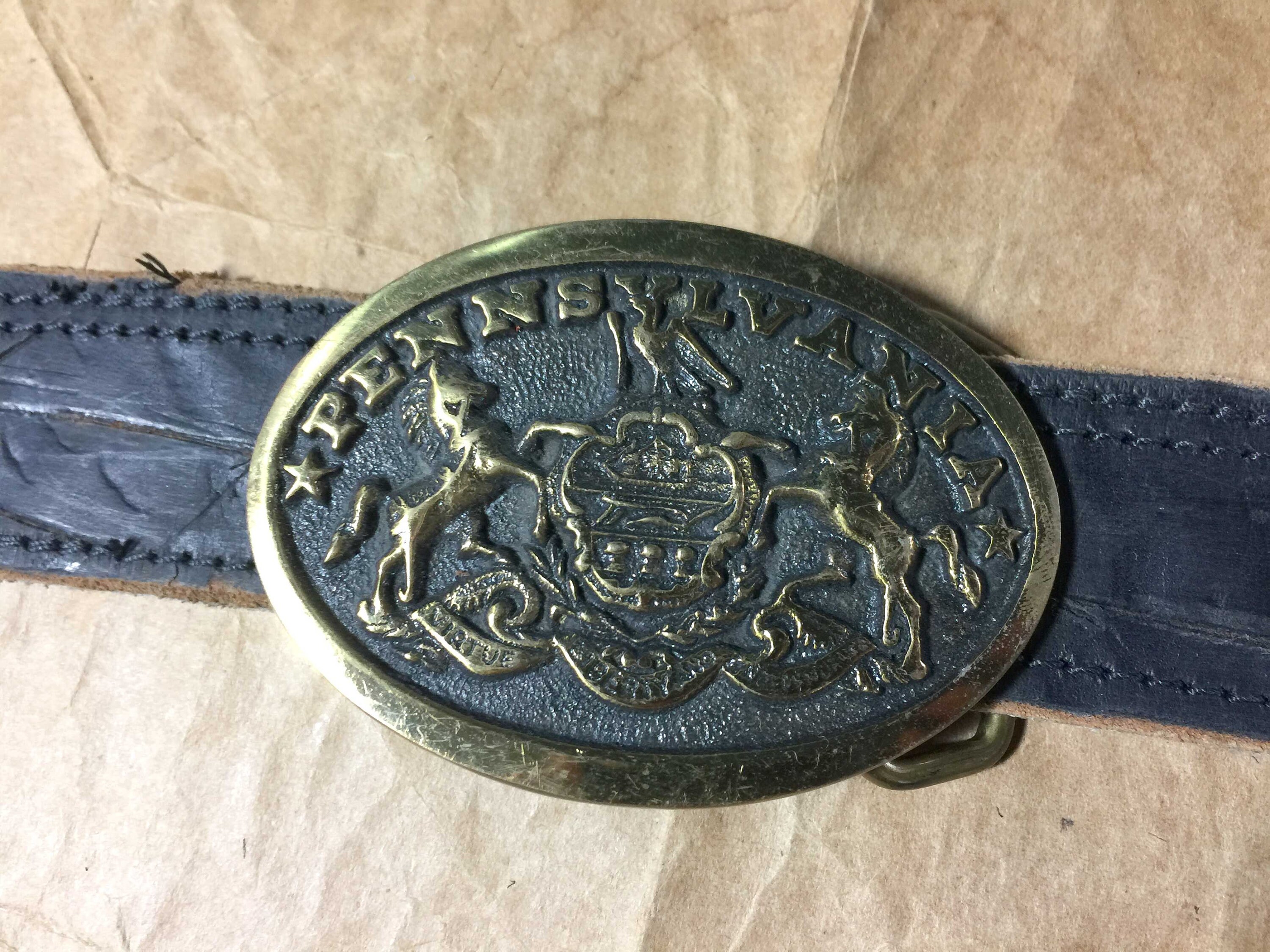 Vintage 1981 Pennsylvania State Solid Brass Buckle Etsy