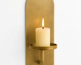 Handmade Brass Wall Sconce Candle Holder, Modern Industrial Lighting Fixture