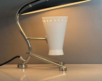 Mid Century Modern Chrome Table Lamp | Atomic Style Perforated Shade (Handmade)