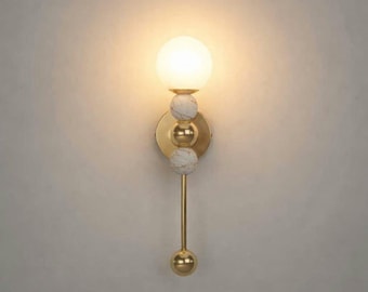 Marble Brass Wall Sconce – Modern Globe Wall Light