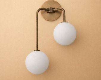 Sconce Light-Modern Wall Sconce-brass globe lamp-Double Globe Light