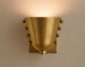 Art Deco Brass Wall Sconce | Handmade Cup Shade Light Fixture