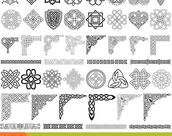 Keltische hoeken Svg-bundel, Keltische PNG-bundel, Keltische banden Svg, Keltische clipart, Keltische knoop randen, sierlijst hoeken, Keltische knoop