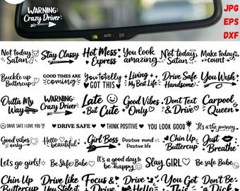 Car Mirror Saying Svg Bundle, Rearview Mirror Svg, Car Mirror Decal Svg, Positive Vibes, Inspirational Quotes Svg, Car Svg, Car Decal,Cricut