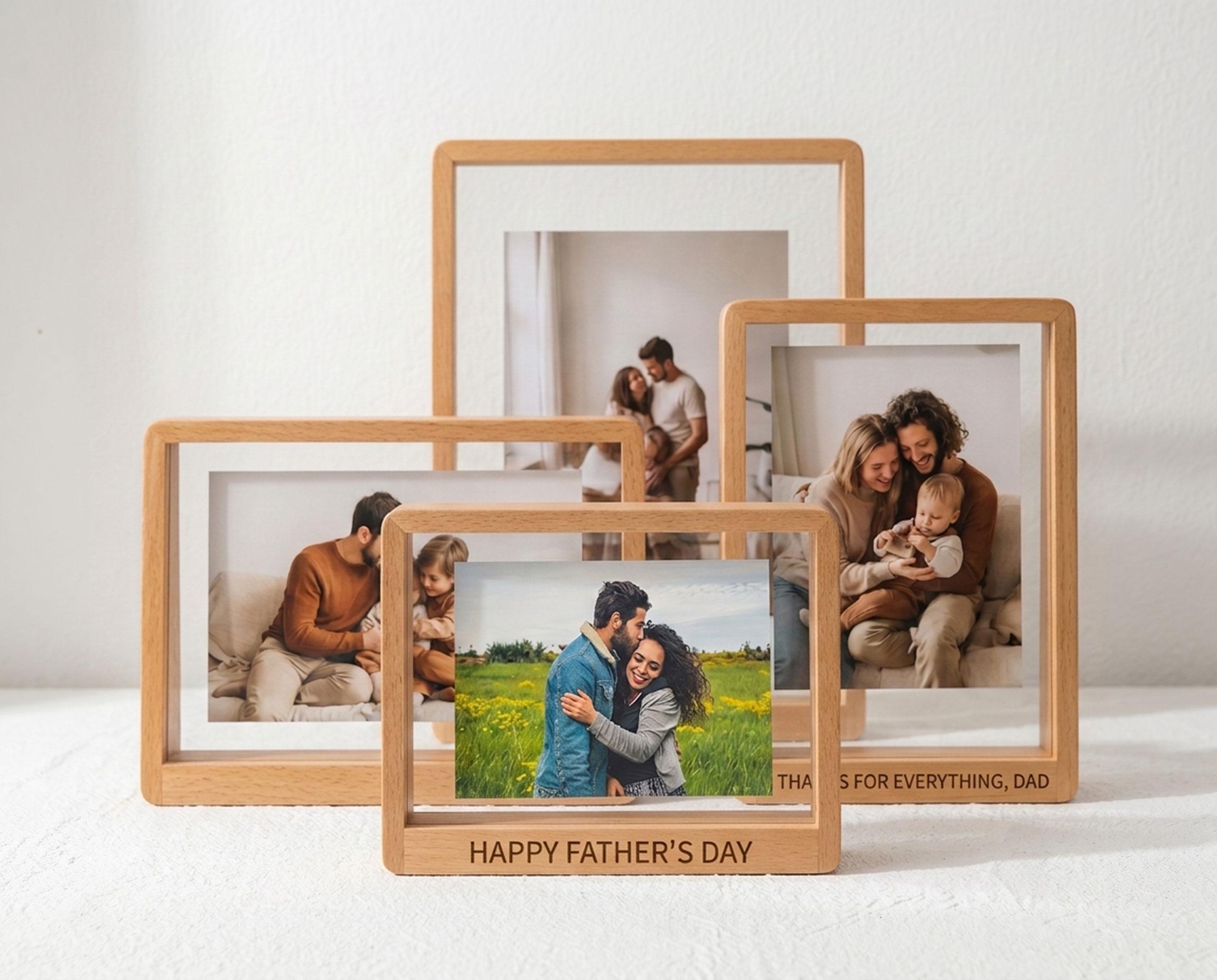 Personalized Wooden Floating Frame, Custom Text Engraved Photo Frame ...