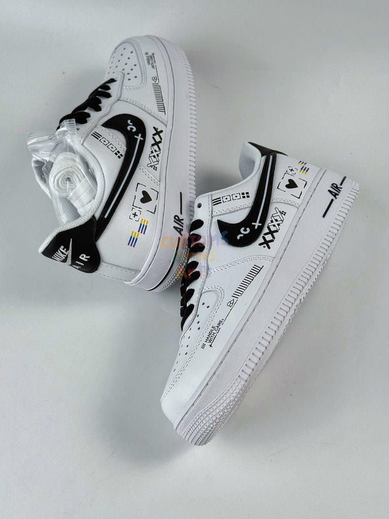 Custom Air Force 1 Print Stream Design Handpainted Sneakers Customised ...
