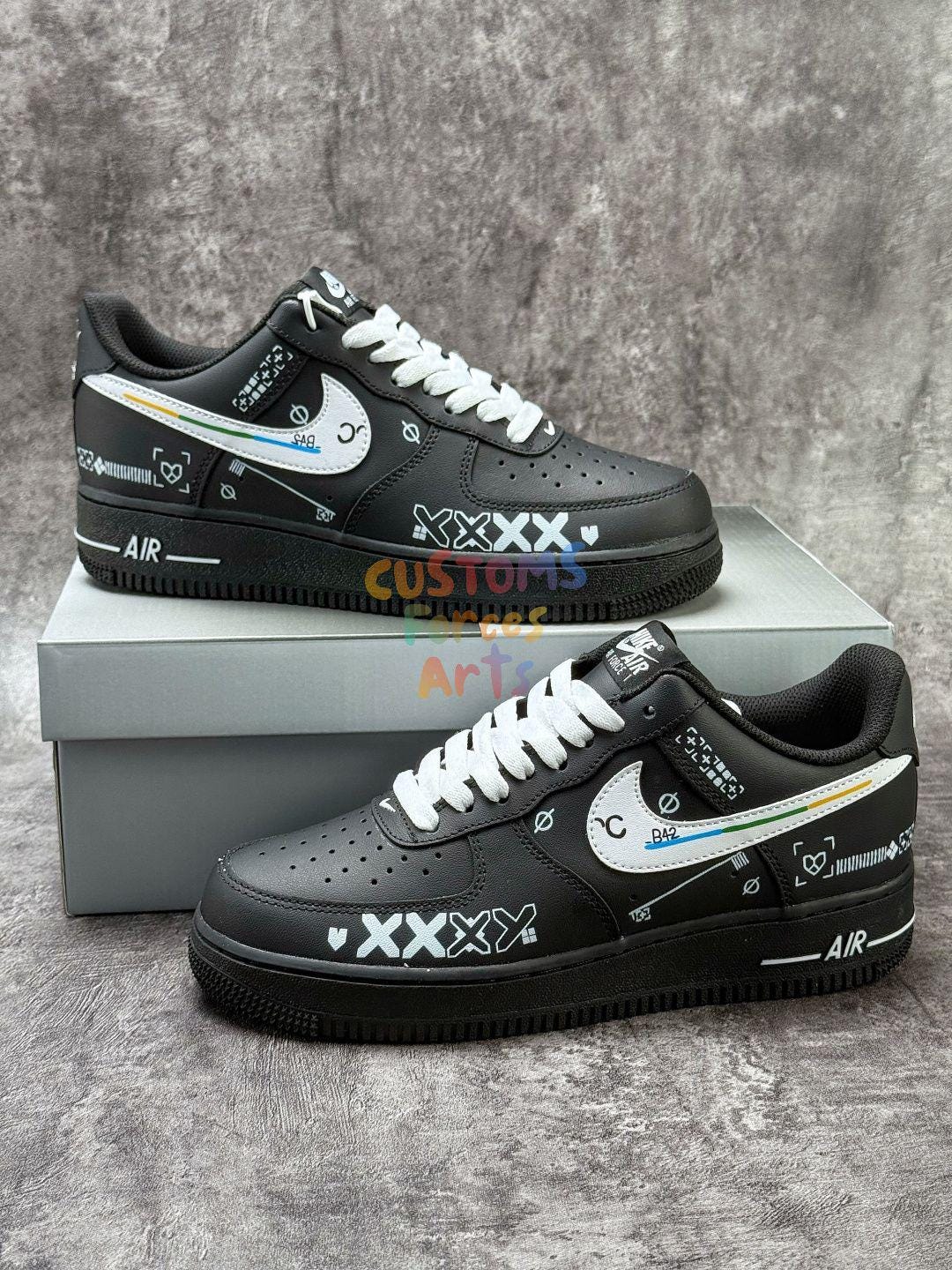 black air forces with writing