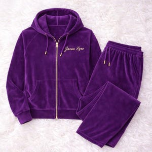 Luxury Velvet Tracksuit for Women | Ultra-Soft Plush Velour Hoodie & Pants Set | embroidery logo Loungewear