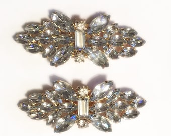 Rhinestone Shoe Clips - Prong Set Stones - Dress Clips - Scarf Clips