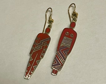 Laurel Burch "Man and Woman" Earrings - Red - On Original Card - Vintage