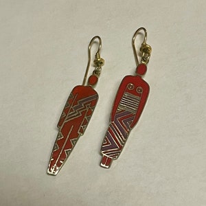 Laurel Burch &quot;Man and Woman&quot; Earrings - Red - On Original Card - Vintage