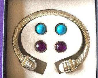 Vintage Cuff Bangle Bracelet - Silver - Changeable Jewels