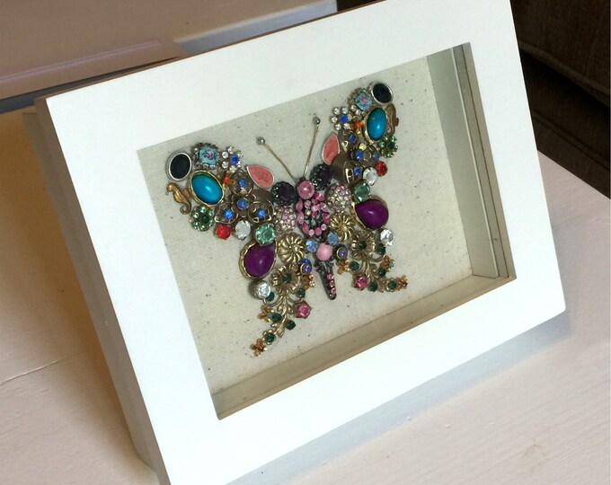 Butterfly Art Shadow Box Glass Front Vintage Jewelry Etsy