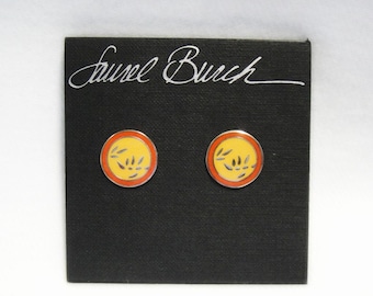 Laurel Burch BAMBOO Earrings - New Old Stock Still on Card - Cloisonne - Retired Design - Discontinued Line - Vintage