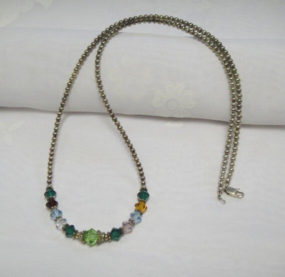 Multi Gemstone Necklace Sterling Silver Vintage Gem Multi Gemstone Necklace Sterling Silver Vintage Gem