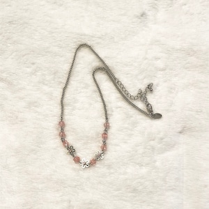 Silver and Pink Floral Necklace - Lia Sophia