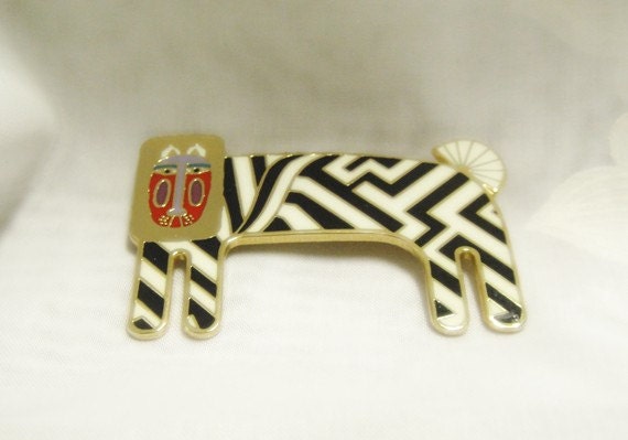 Laurel Burch ZZZEBRA Brooch - Retired Design and … - image 1