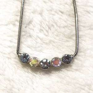 Multicolored Rhinestone Necklace - 5 Stones - Lia Sophia