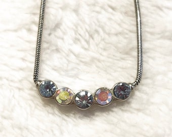 Multicolored Rhinestone Necklace - 5 Stones - Lia Sophia