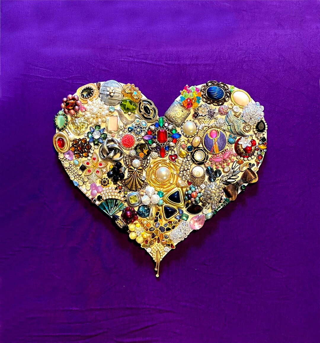 Large Heart Wall Art Vintage Jewelry Jewelry Art Etsy