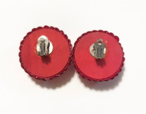 Red Sequined Shoe Clips or Clip Earrings - Vintag… - image 4