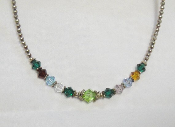 Multi Gemstone Necklace - Sterling Silver - Vinta… - image 2