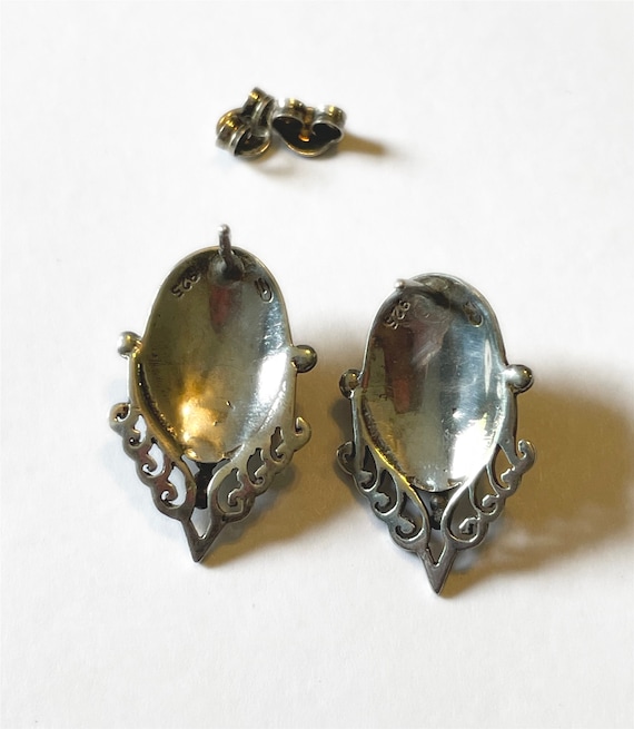 Antique Victorian Opal Earrings - Sterling Silver - image 4