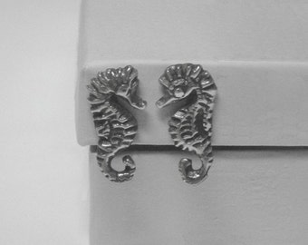 Sterling Silver Seahorse Earrings - 1950s - Vintage