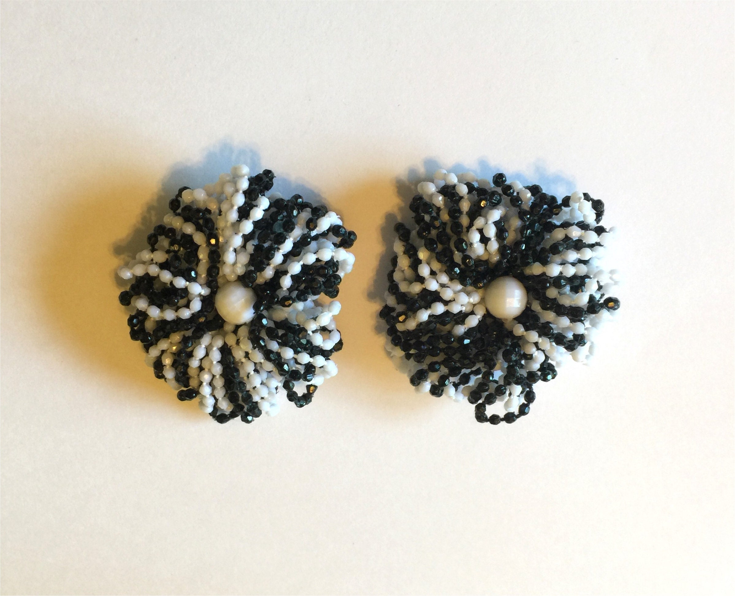 A Pair Beaded Black Beads Star Snowflake Fashion Black Shoe Clips 