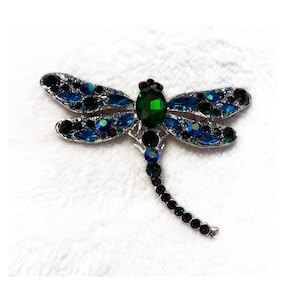 Rhinestone Dragonfly Brooch Pendant Pin - Rhinestones - Vintage - Collectible