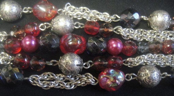 Full Parure - Bracelet, Necklace, Earrings - Red,… - image 2
