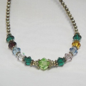 Multi Gemstone Necklace - Sterling Silver - Vintage