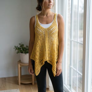 Easy Crochet pattern Tunic Top Pattern : Halter Tank, Women's Straps (PDF Download)