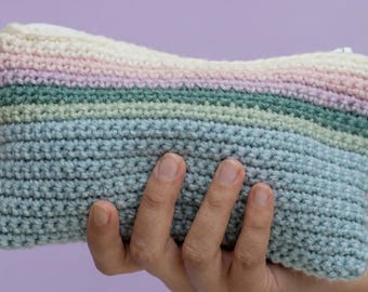 Patrón de bolso de crochet a rayas / Bolsa de maquillaje DIY para principiantes (Patrón PDF)