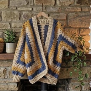 Modèle de cardigan hexagonal facile au crochet - Modèle épais et surdimensionné (PDF) image 5