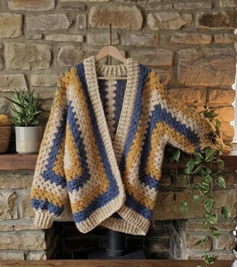 Modèle de cardigan hexagonal facile au crochet - Modèle épais et surdimensionné (PDF) image 5