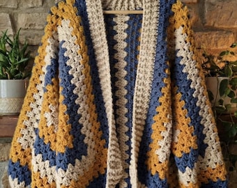 Easy Hexagon Cardigan Crochet Pattern - Chunky & Oversized PDF