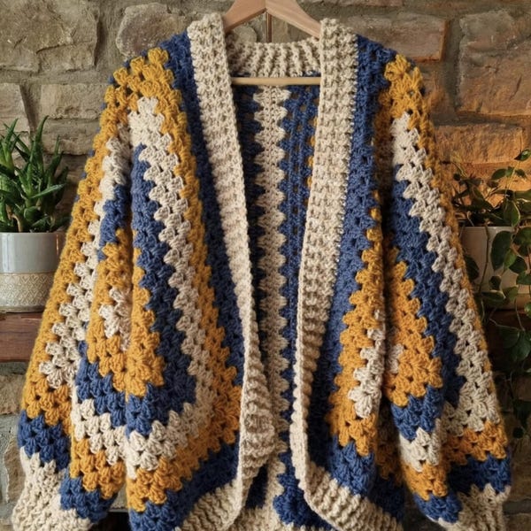Easy Hexagon Cardigan Crochet Pattern - Chunky & Oversized PDF