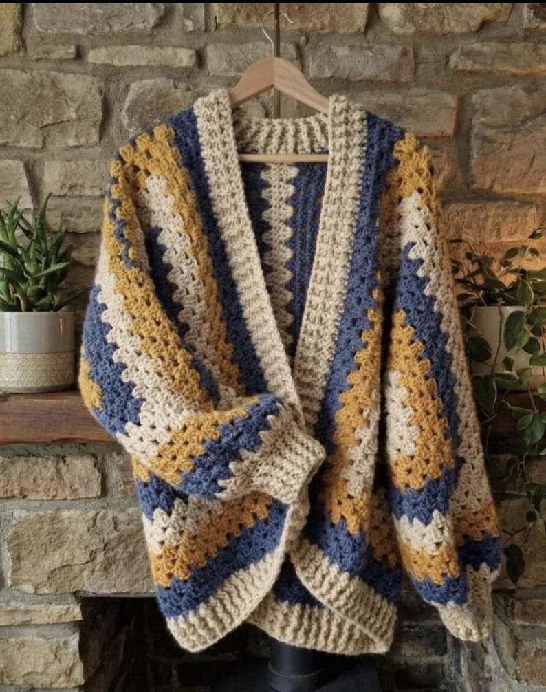 Modèle de cardigan hexagonal facile au crochet - Modèle épais et surdimensionné (PDF) image 2