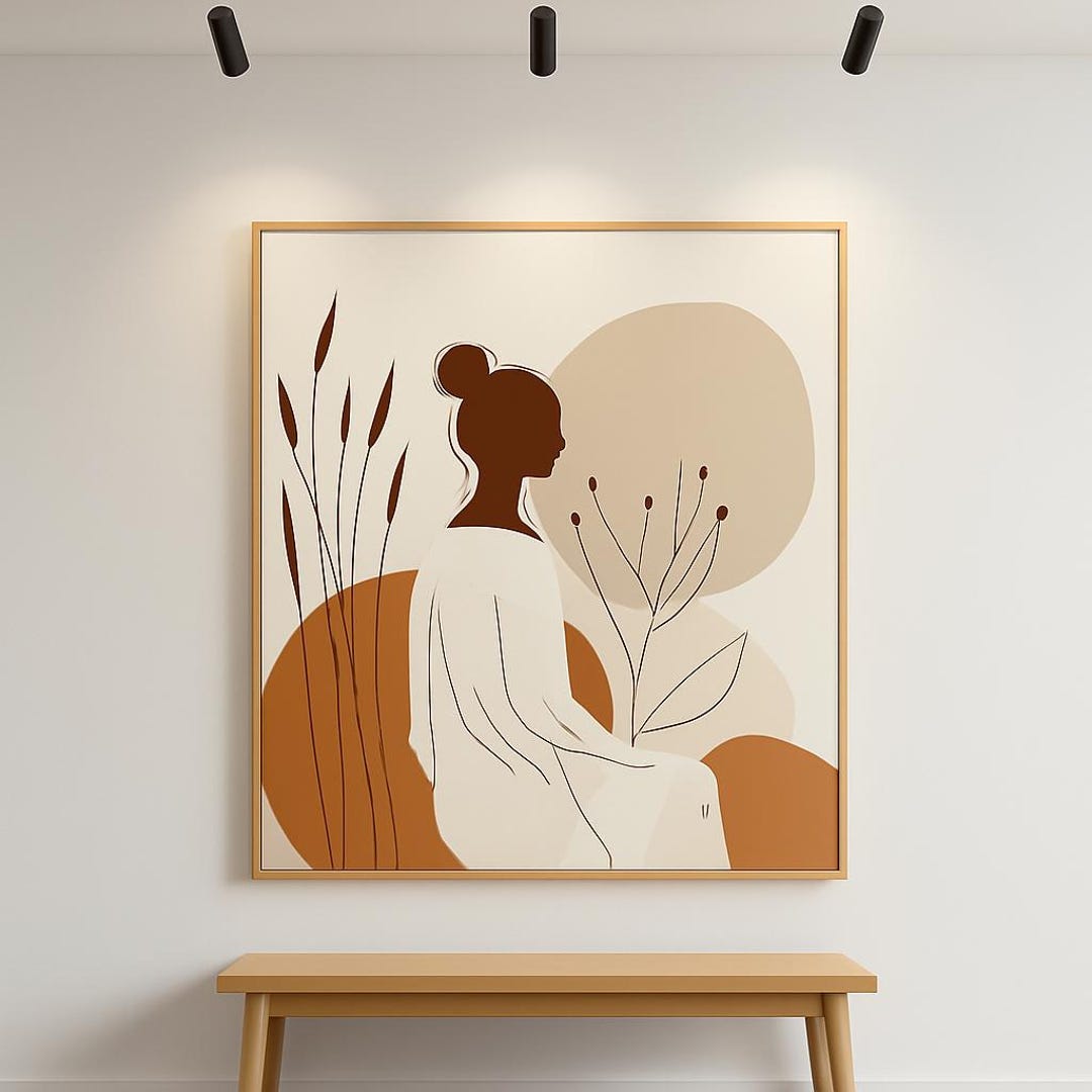 Boho Minimalist Line Art | Large Wall Art Print | Modern Neutral Decor ...