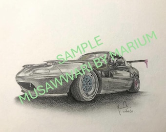 Custom Car Sketch | Hand-Drawn Pencil Car Portrait | Personalized Car Drawing | Gift for Car Lovers