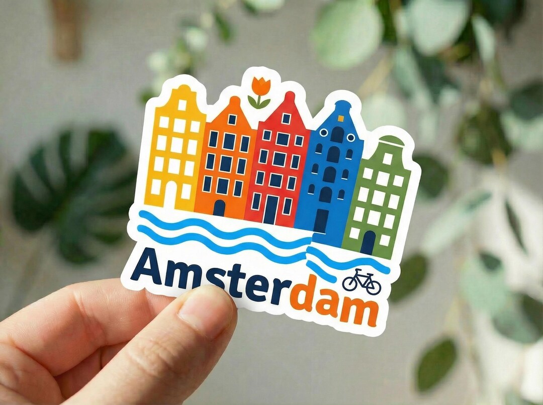Amsterdam Sticker, Dutch Houses Travel Sticker, Netherlands Canal ...