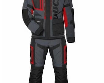 Giacca e pantaloni da moto Ducati C5 fatti a mano: tuta da corsa in tessuto Cordura impermeabile