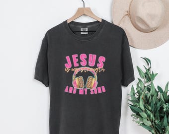 Youth Comfort Colors Short Jesus Is My Strength Christian Graphic Tee for Kids