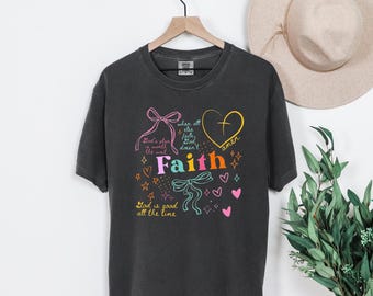 Youth Comfort Colors Short Colorful Faith Doodle Christian Graphic Tee for Kids