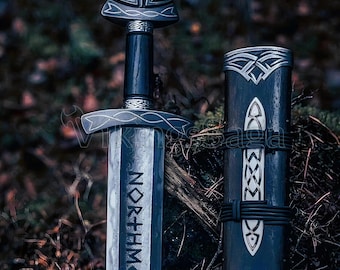 Hand Forged Damascus Steel Viking Sword Medieval Display Replica