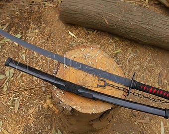 Handmade Ichigo Bankai Sword Tensa Zangetsu Anime Katana Carbon Steel