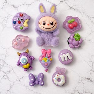 9 PC Anime Monster Shoe Charms, Kids Party Favors, Limited Time Special, Gift, Personalized Lila