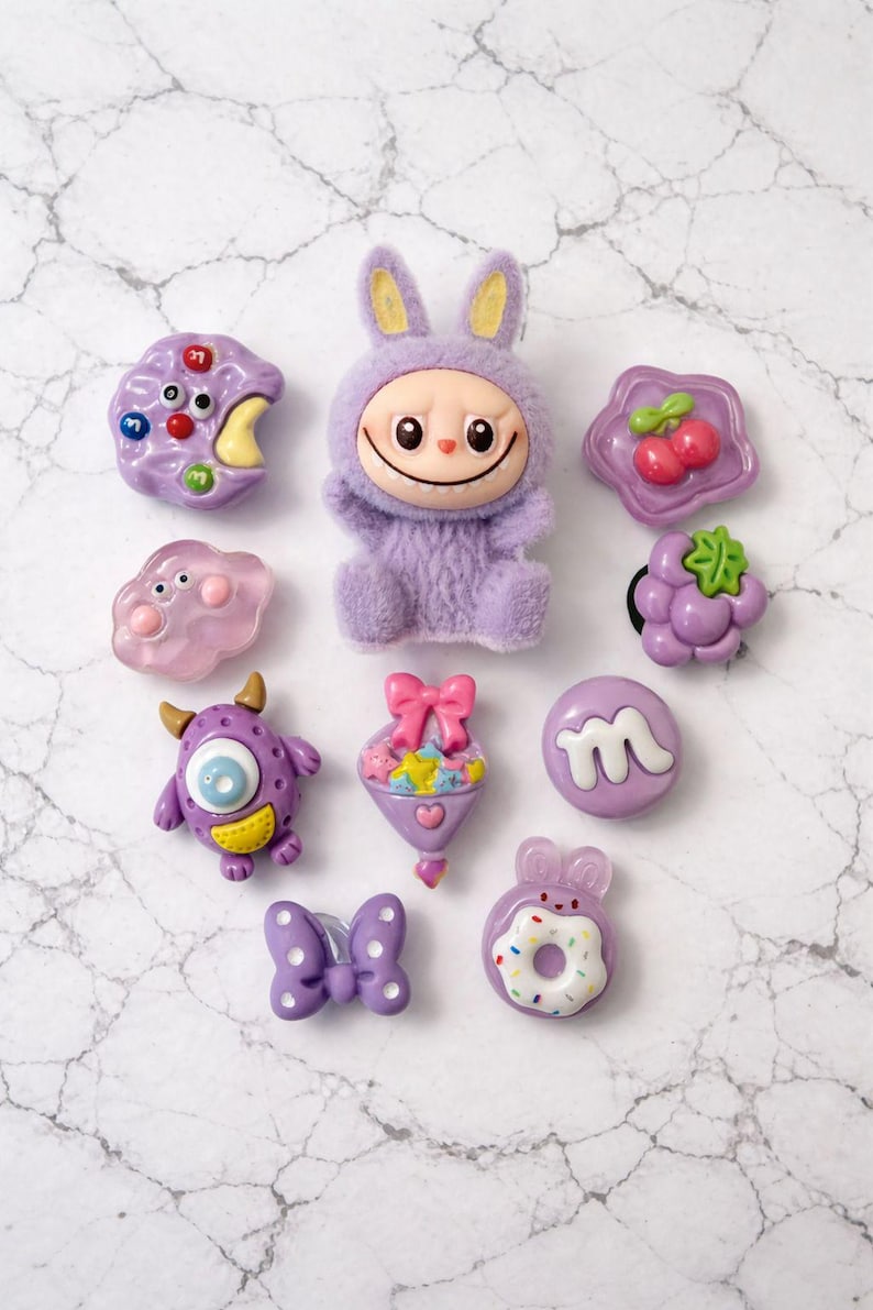 9 PC Anime Monster Shoe Charms, Kids Party Favors, Limited Time Special, Gift, Personalized Lila